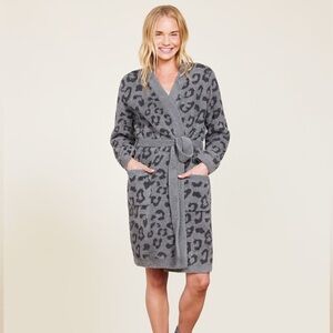 Barefoot Dreams Charcoal Leopard Robe